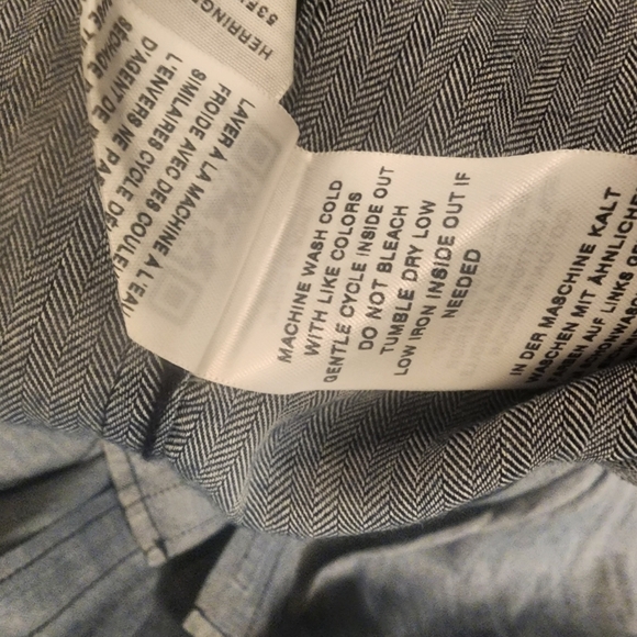 True Religion Slim Herringbone Button Down Long Sleeve Shirt Mens Large - Picture 8 of 10